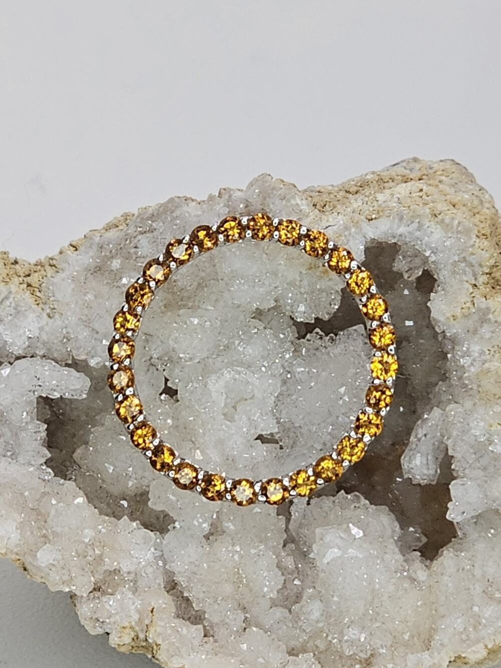 10K White Gold Citrine Halo Pendant